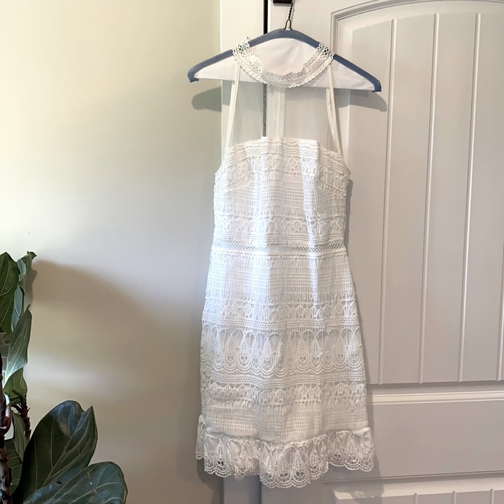 White high neck dress